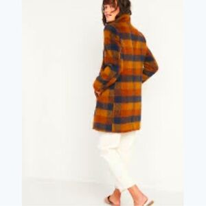 New Plaid Long Coat in Brown